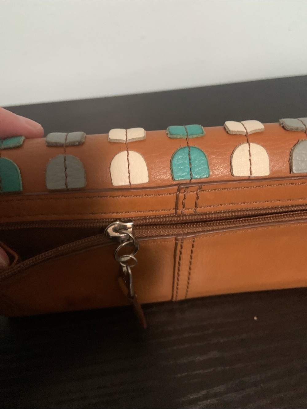 Teal Fossil Leather Tote Bag and Wallet - Picture 12 of 16